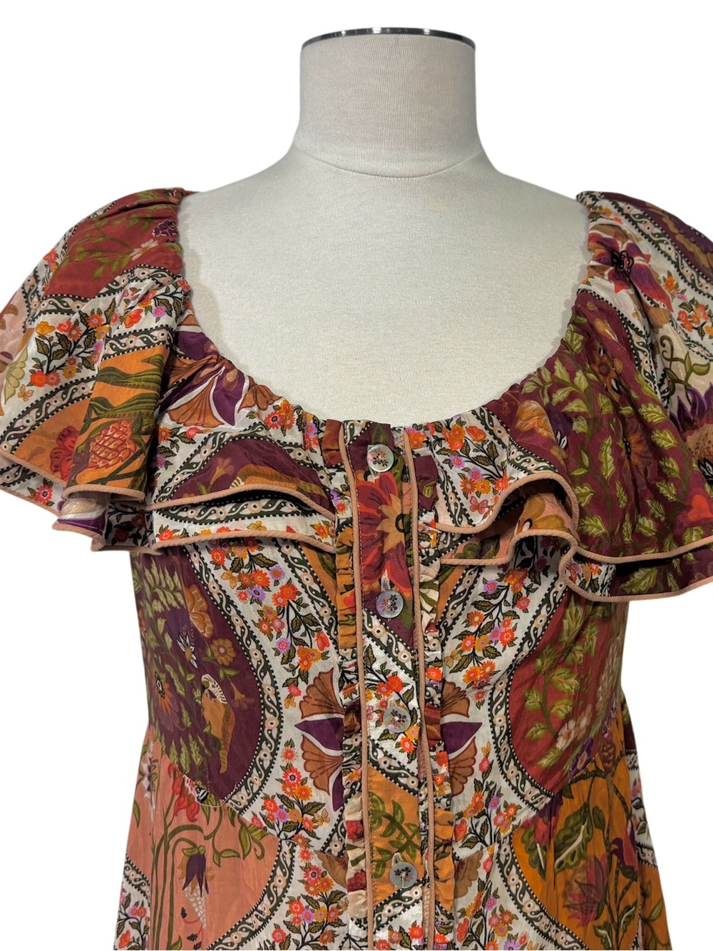 NWT AUTH FARM RIO Fall Romantic Nature Off-Shoulder Maxi Dress Medium Pockets - Picture 9 of 14